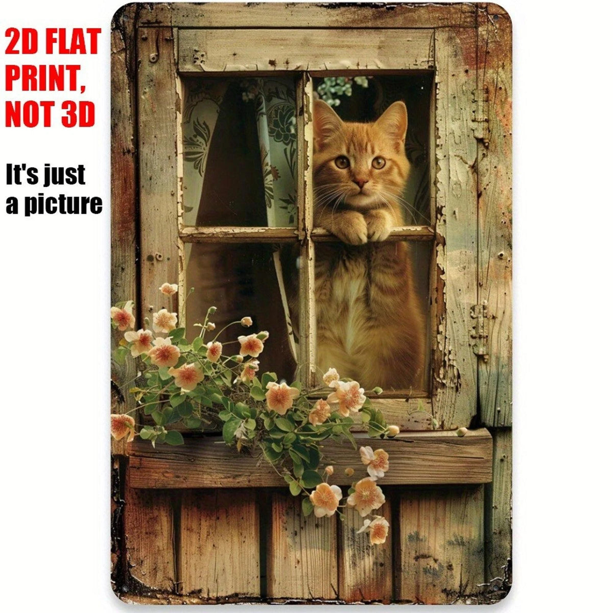 Cat Retro Garden Funny Farmhouse Aluminum Sign — product artwork