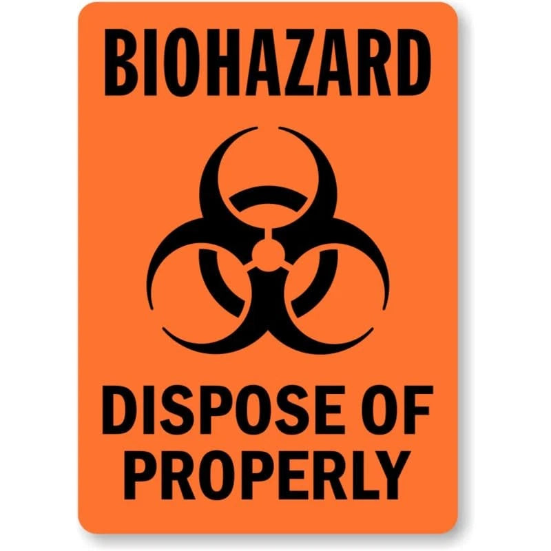 Biohazard Dispose Properly Aluminum Sign — product artwork