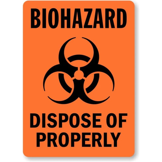 Biohazard Dispose Properly Aluminum Sign — product artwork