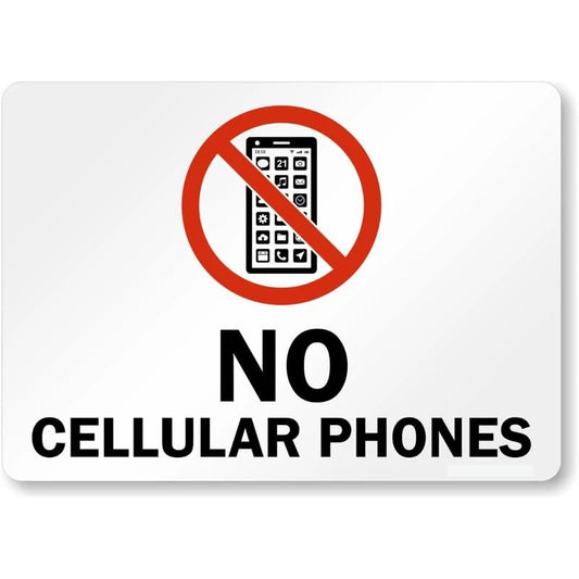 No Cellular Phones Aluminum Sign — product artwork