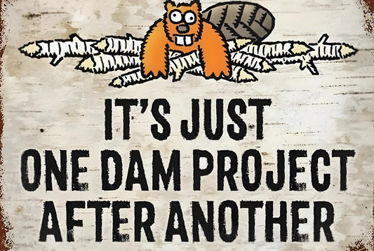 Just One Damn Project After Another Funny Aluminum Sign — product artwork