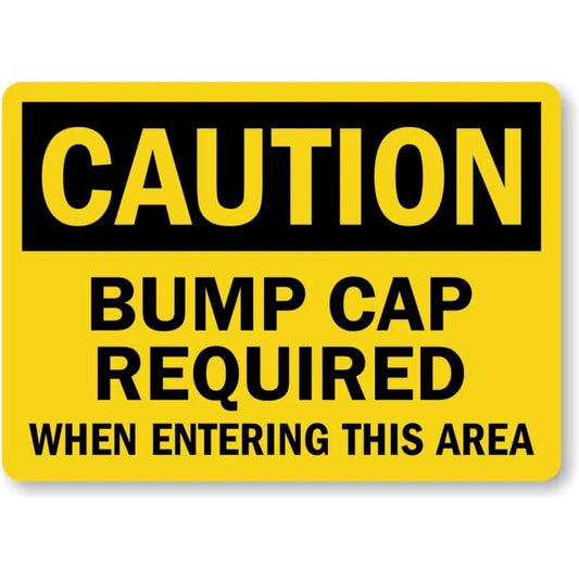 Bump Cap Required Caution Aluminum Sign — product artwork