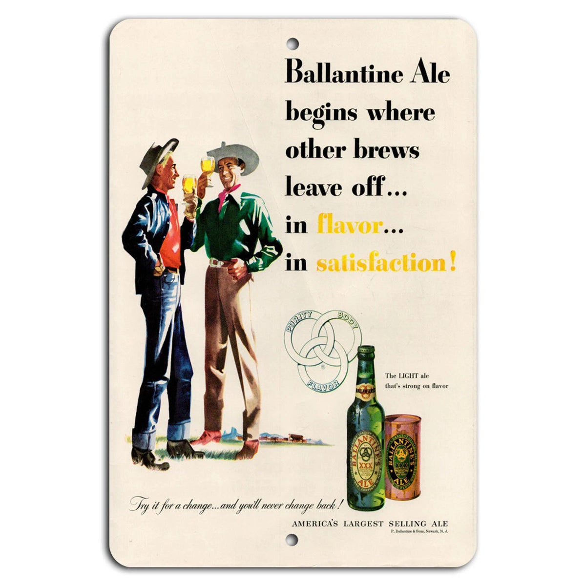 Ballantine Ale Vintage Retro Beer Advertising Aluminum Sign — product artwork