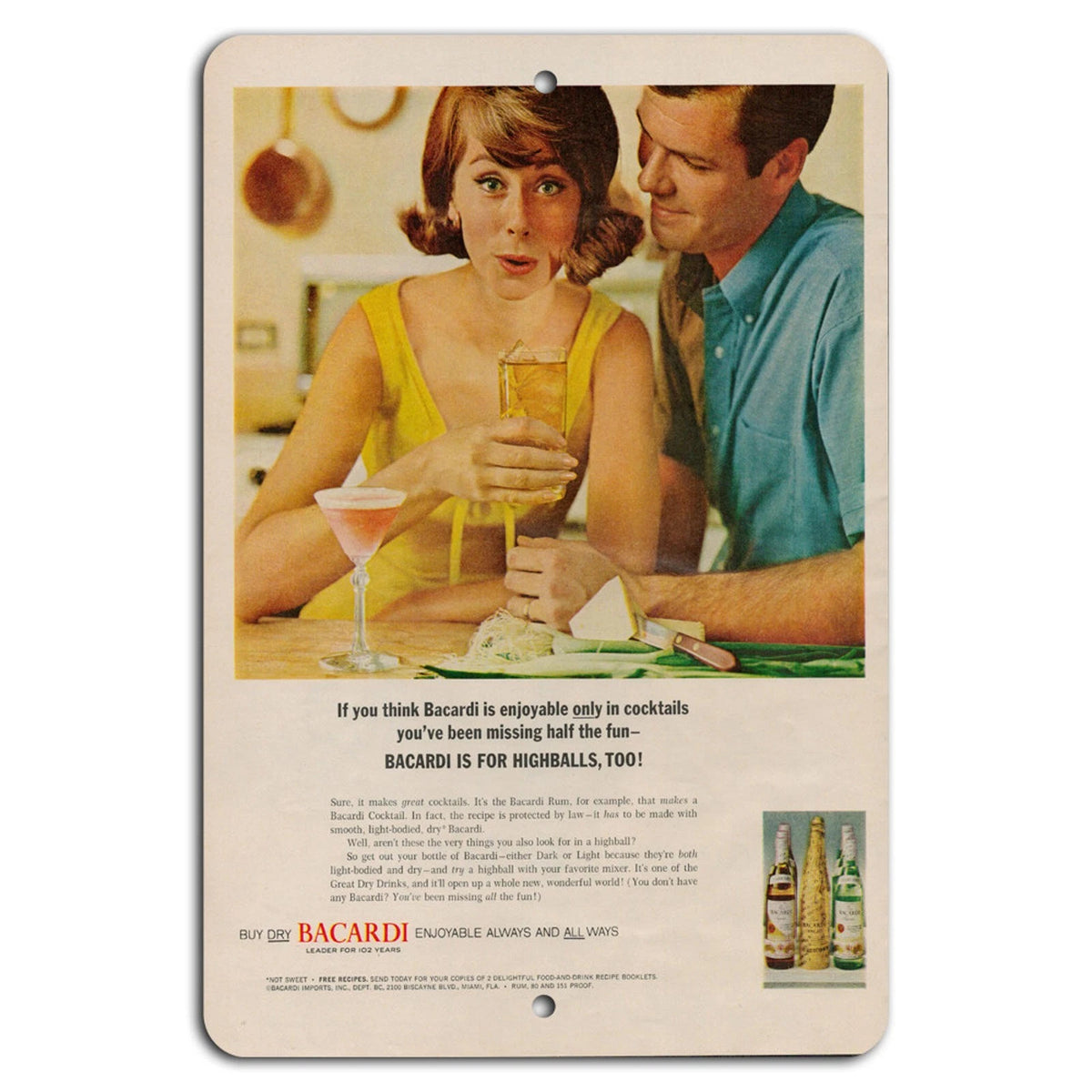 Bacardi Vintage Retro Bar Aluminum Sign — product artwork