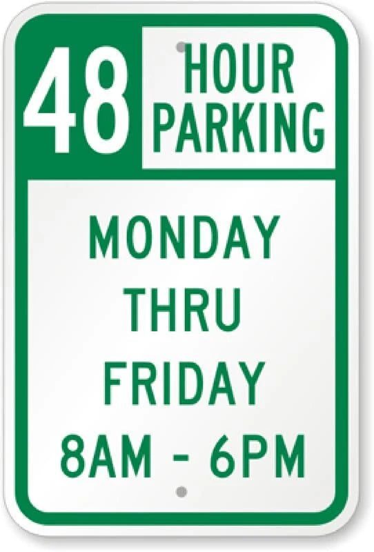 Parking Monday Thru Friday 8AM-6PM Sign — product artwork