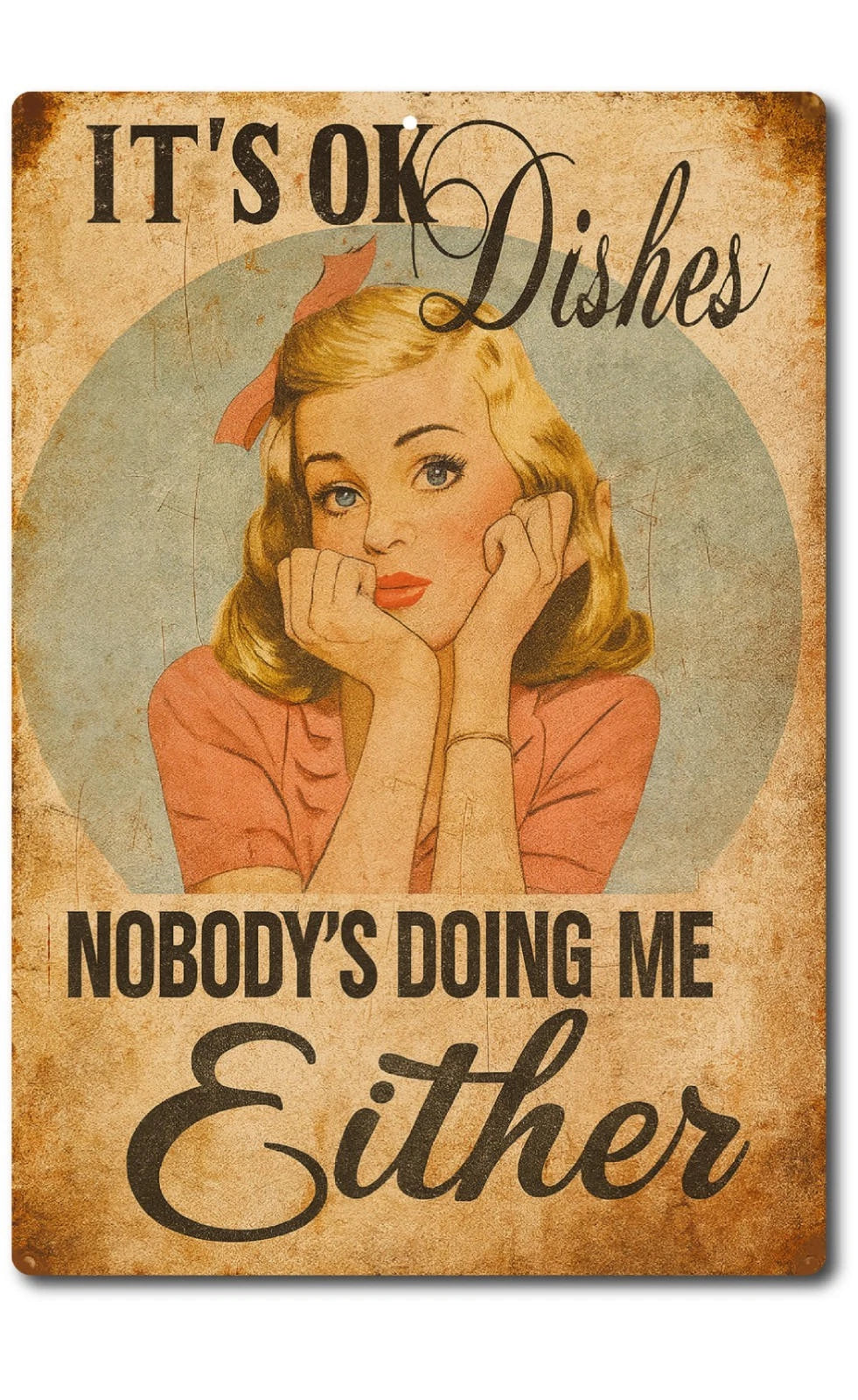 Retro Vintage Pin-up Kitchen Aluminum Sign — product artwork