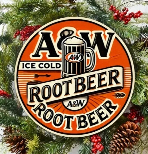 A&W Cold Root Beer Funny Round Aluminum Sign — product artwork