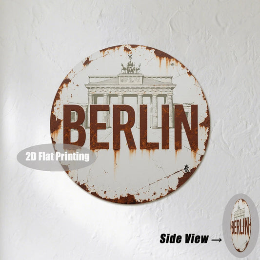 Berlin Brandenburg Gate Vintage Round Aluminum Sign — product artwork