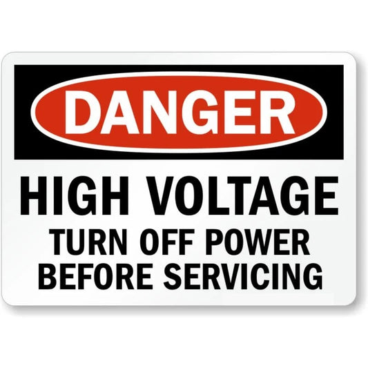 Danger High Voltage Turn Off Power Before Servicing Aluminum Sign — product artwork