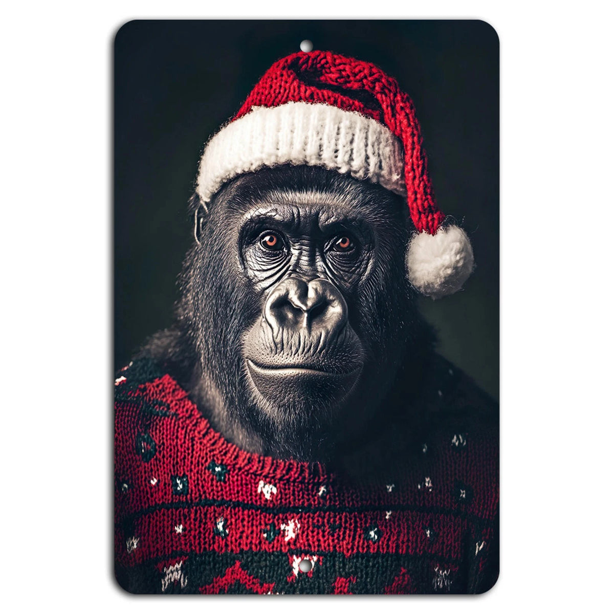 Gorilla Festive Sweater Holiday Cheer Aluminum Sign — product artwork