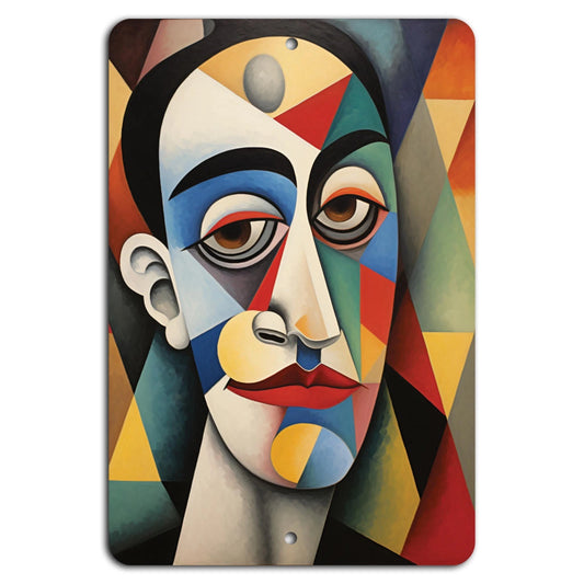 Cubist Portrait Decorative Vibrant Aluminum Sign — product artwork
