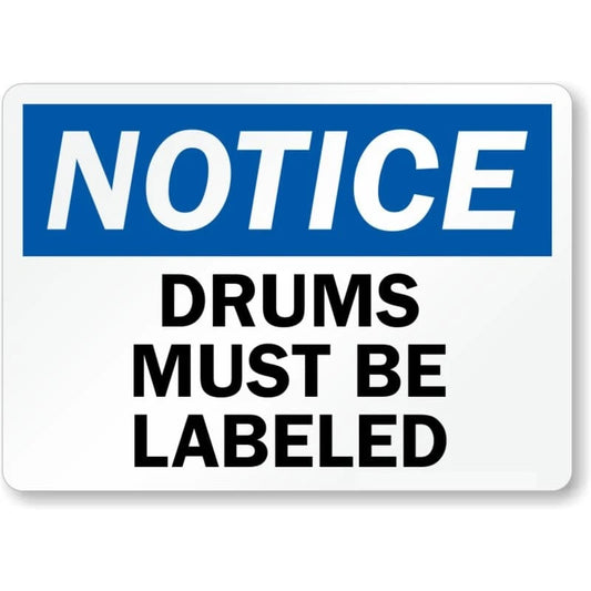 Drums Notice Aluminum Sign — product artwork