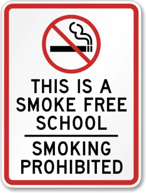 Smoke Free School Business Safety Aluminum Sign — product artwork