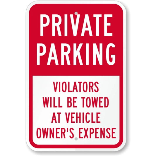 Private Parking Violators Towed Away Aluminum Sign — product artwork