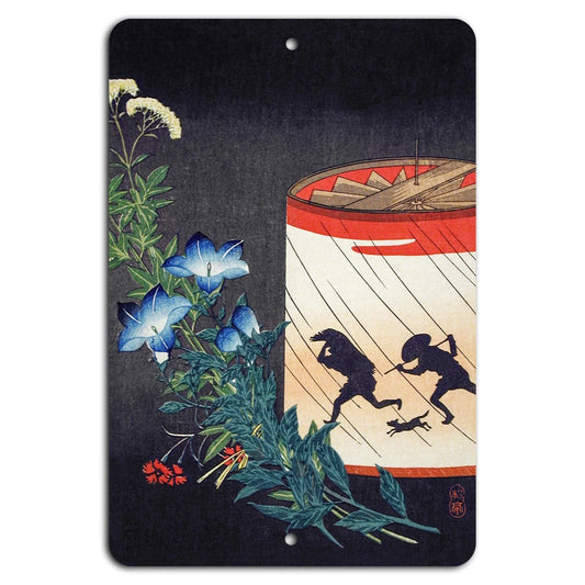Decorative Vintage Lanterns Floral Garage Aluminum Sign — product artwork