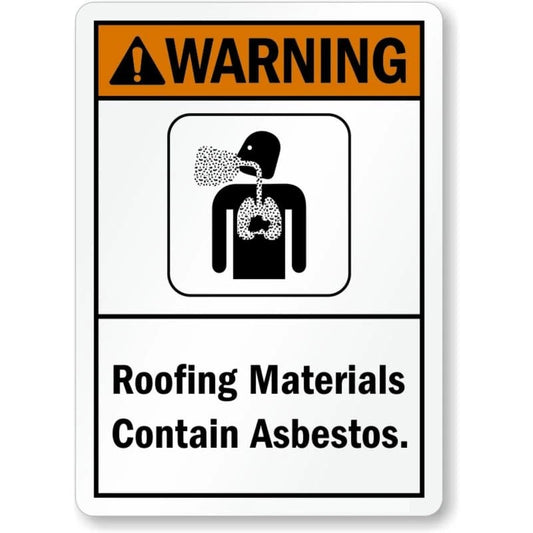 Roofing Materials Contain Asbestos Aluminum Sign — product artwork