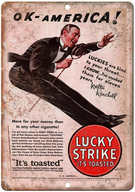 Vintage Tobacco Lucky Strike Toasted Aluminum Sign — product artwork