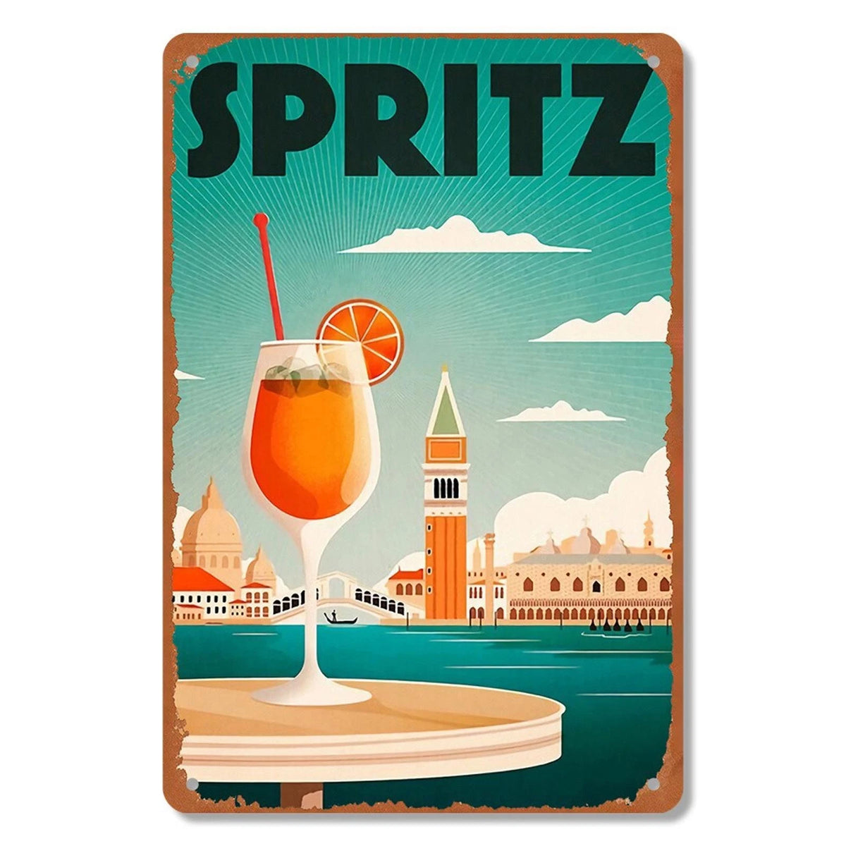 Spritz Italian Cocktail Venice Vintage Aluminum Sign — product artwork