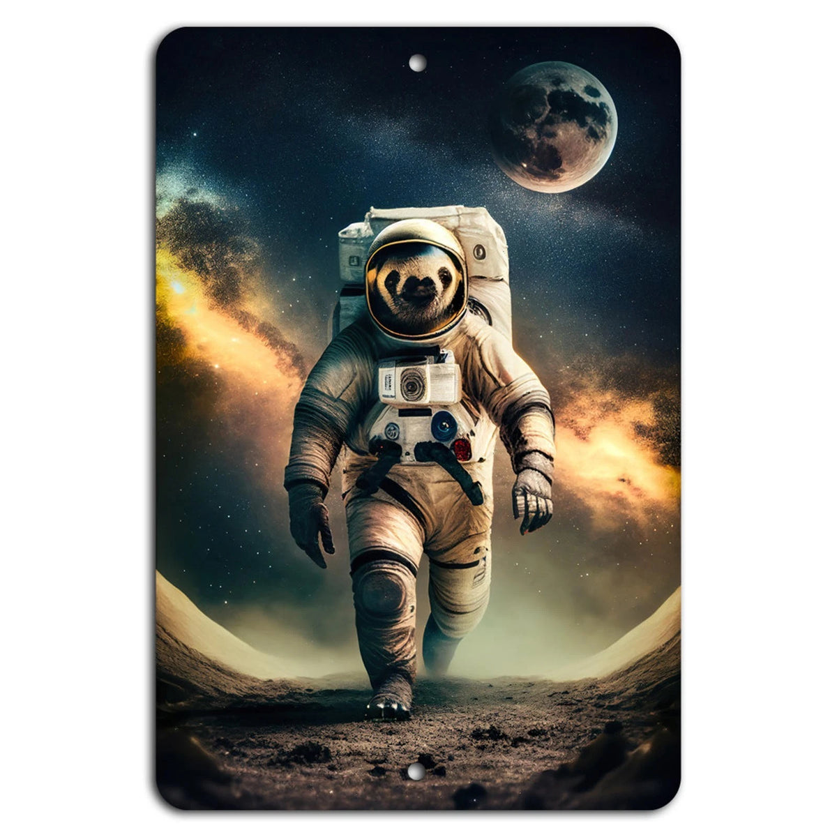 Cosmic Sloth Vertical Garage Funny Space Aluminum Sign — product artwork
