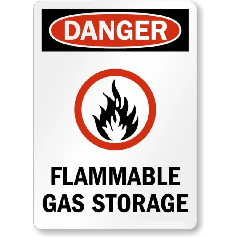 Danger Flammable Gas Storage Flame Symbol Aluminum Sign — product artwork
