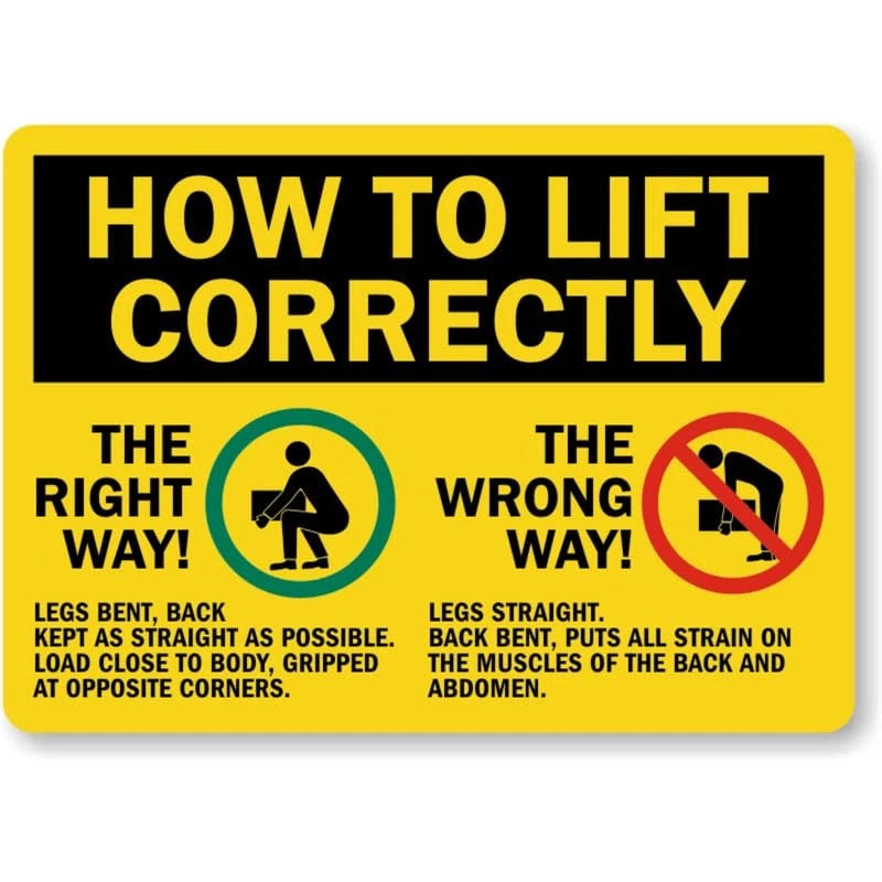 How to Lift Correctly Safety Sign — product artwork