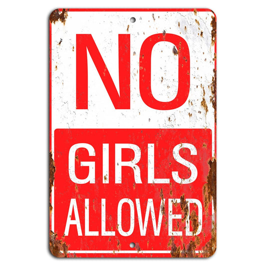 Man Cave Vintage No Girls Allowed Aluminum Sign — product artwork