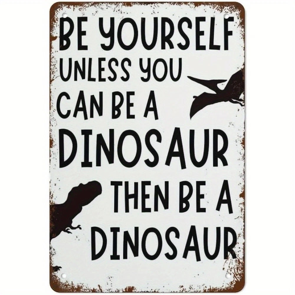 Dinosaur Silhouette Funny Vintage Wall Aluminum Sign — product artwork