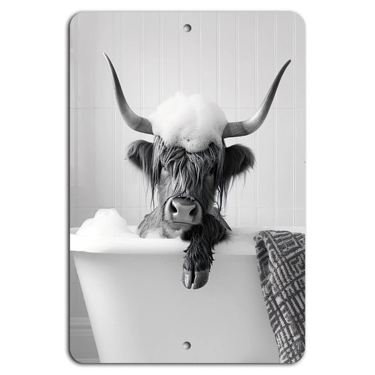 Highland Cow Wall Art Rustic Spa Day Bathroom Aluminum Sign — product artwork