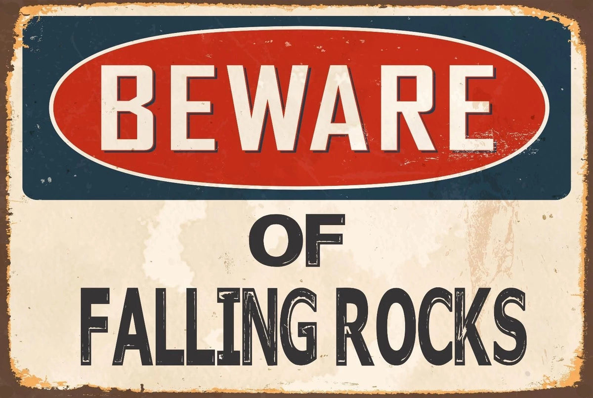 Danger Sticker Tiger Beware of Falling Rocks Funny Aluminum Sign — product artwork