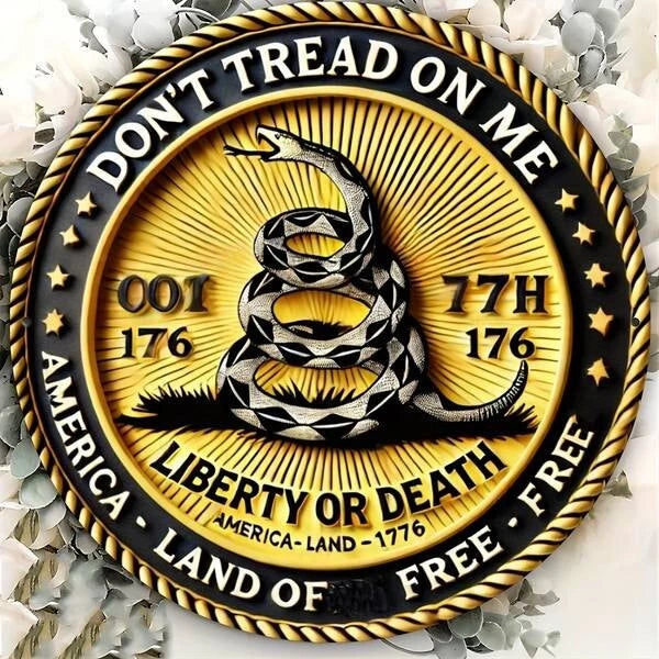 Don't Tread on Me Funny Round Aluminum Sign — product artwork