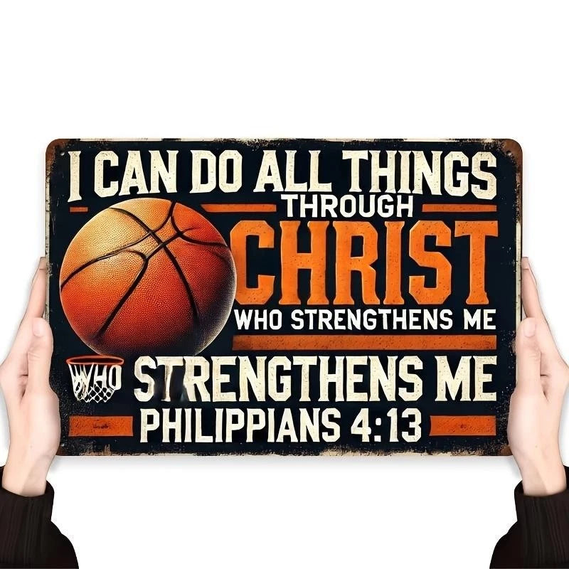 Basketball Wall Inspirational Philippians Quote Aluminum Sign — product artwork
