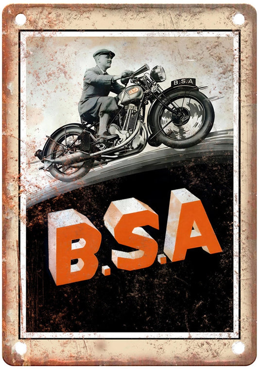 BSA Motorcycle Hill Climb Vintage Aluminum Sign — product artwork