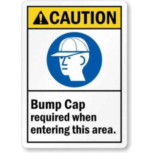 Bump Cap Required Area Aluminum Sign — product artwork