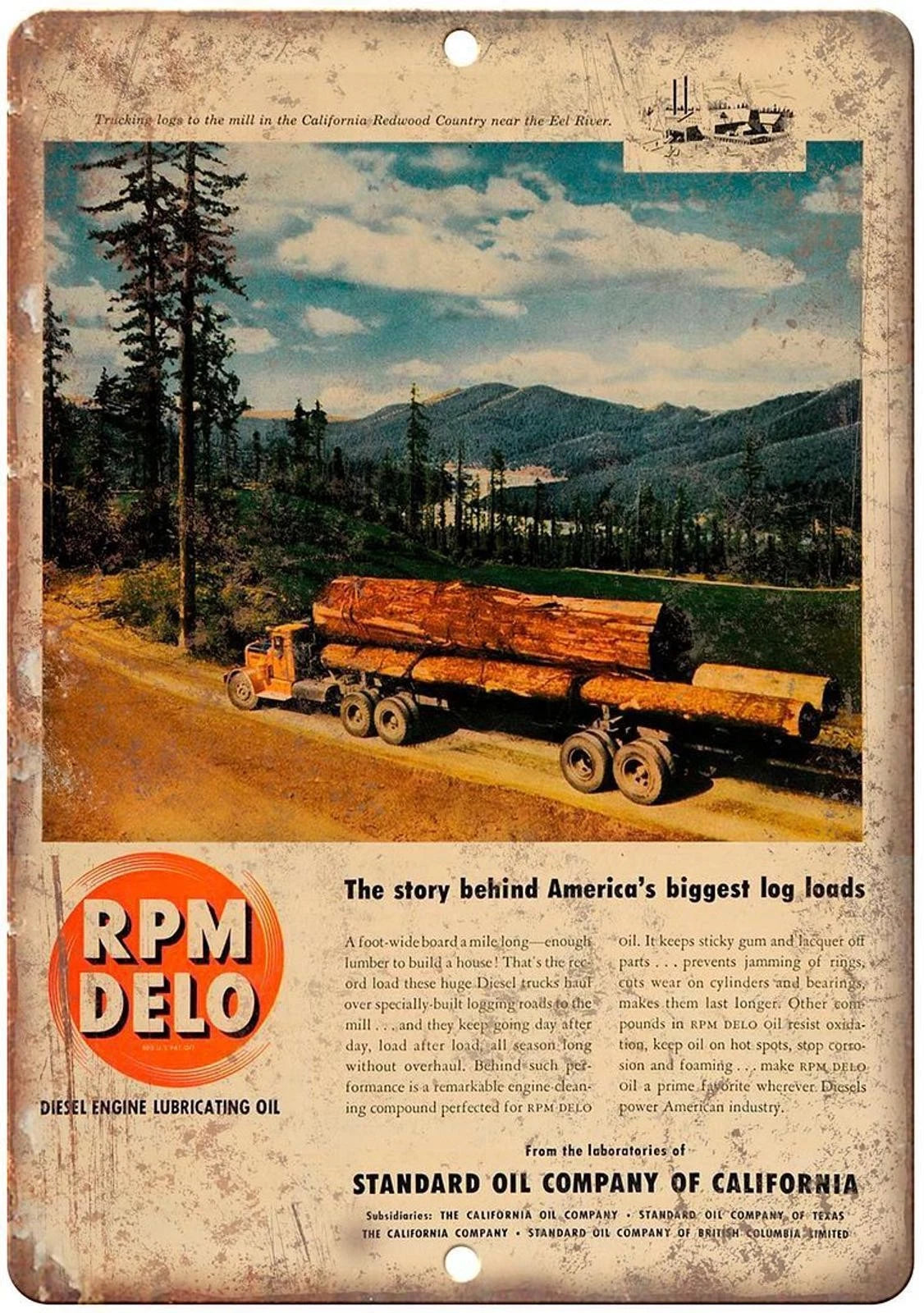 Diesel Engine Oil Rpm Delo Funny Garage Aluminum Sign — product artwork
