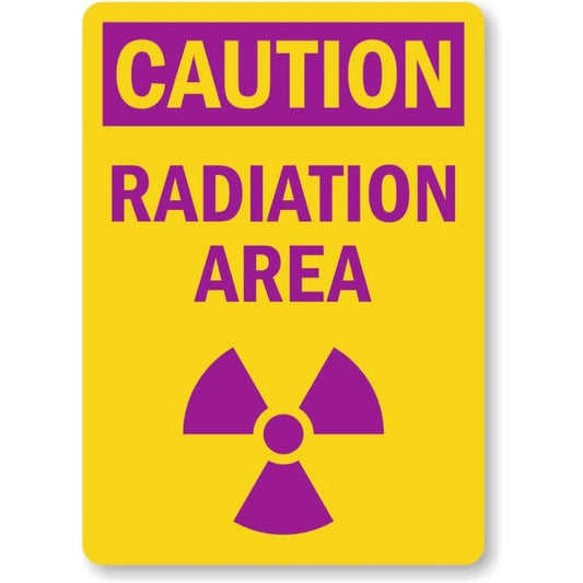 Caution Radiation Area Portrait Aluminum Sign — product artwork