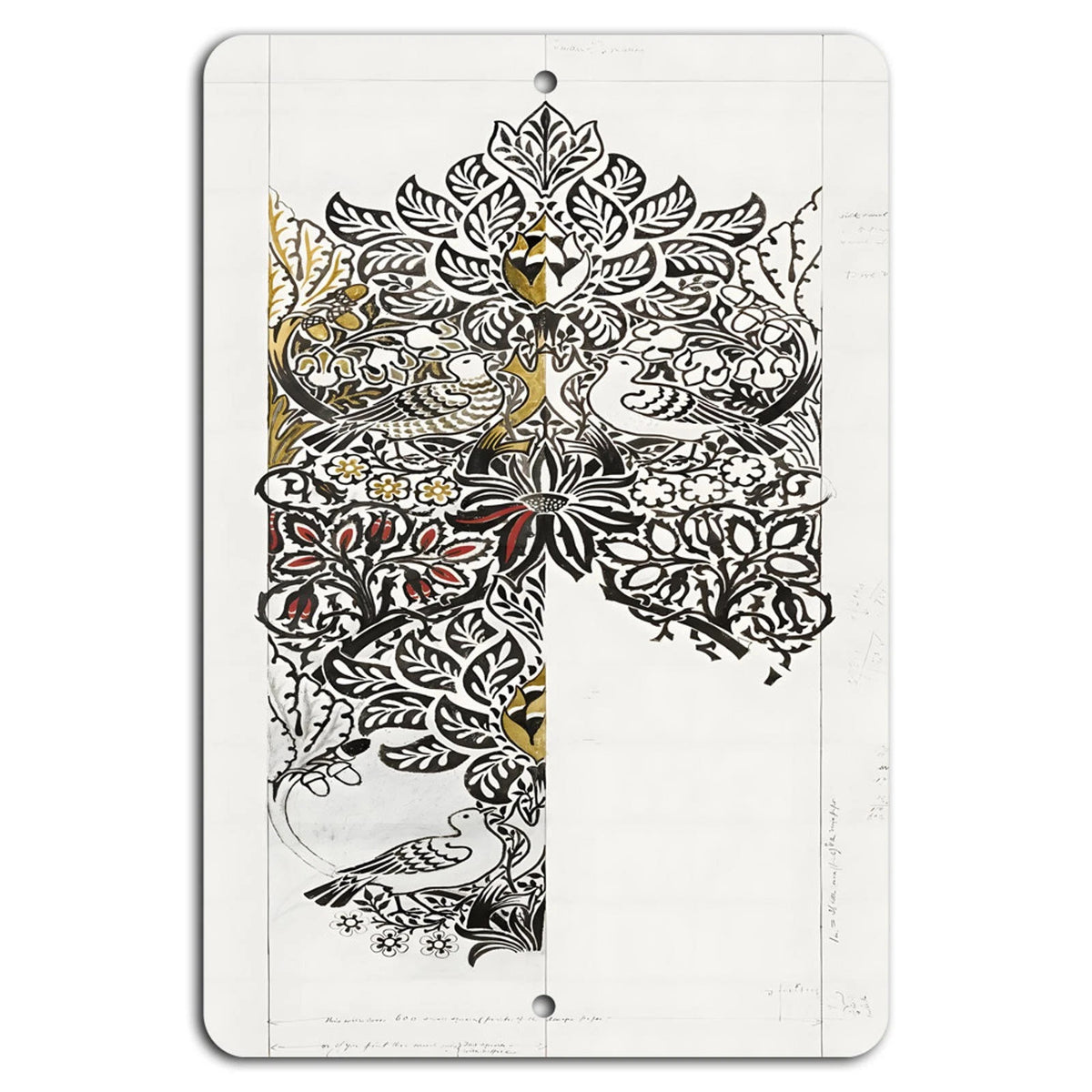 Art Deco Elegant Nature Birds Blooms Aluminum Sign — product artwork