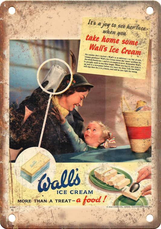 Vintage Ice Cream Walls Funny Retro Aluminum Sign — product artwork