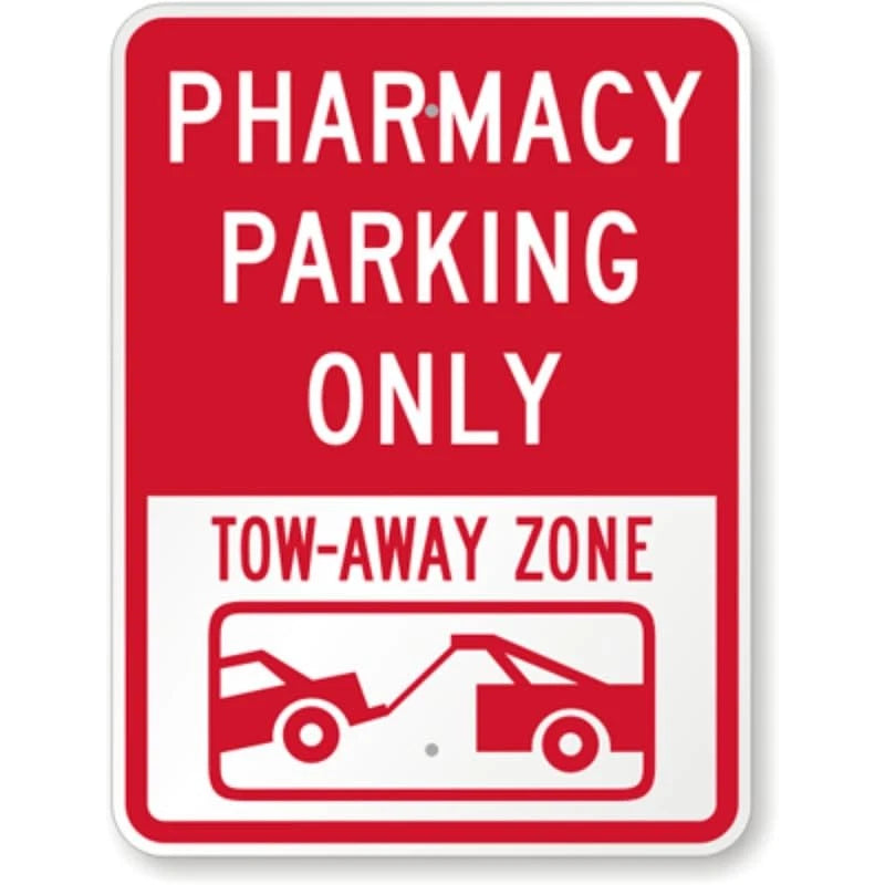 Pharmacy Parking Tow Away Aluminum Sign — product artwork
