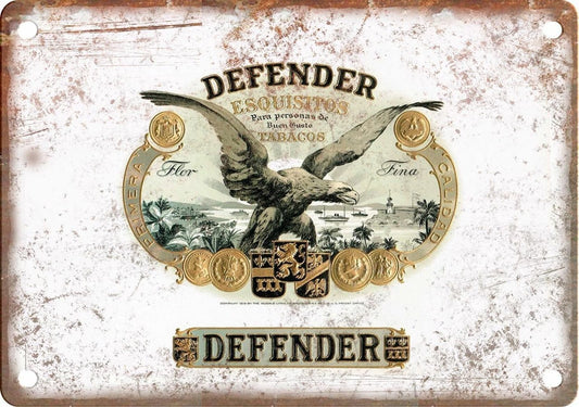 Defender Cigar Reproduction Aluminum Sign — product artwork