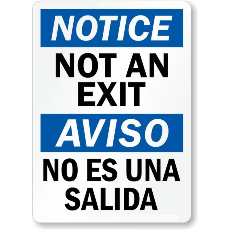 Exit Bilingual Not an Exit Safety Aluminum Sign — product artwork