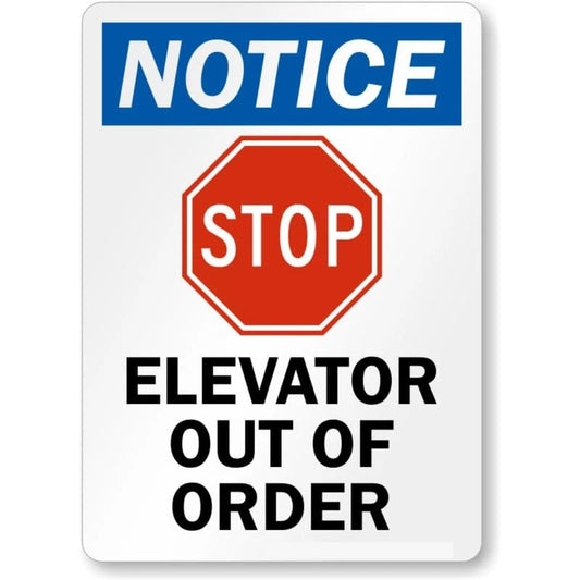 Elevator Out of Order with Holes Aluminum Sign — product artwork
