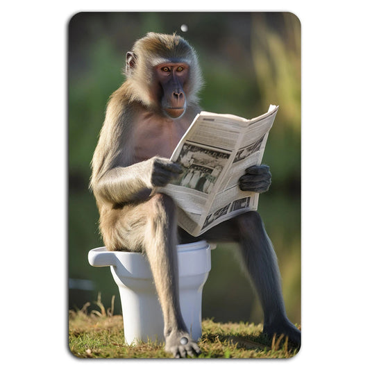 Bathroom Humor Jungle Wildlife Aluminum Sign — product artwork