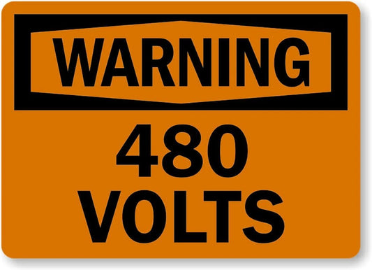 OSHA Warning 480 Volts Industrial Safety Aluminum Sign — product artwork