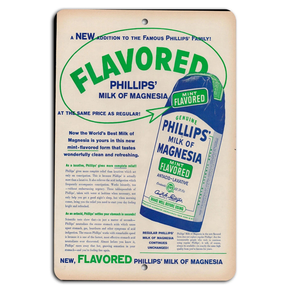 Milk of Magnesia Vintage Aluminum Sign — product artwork