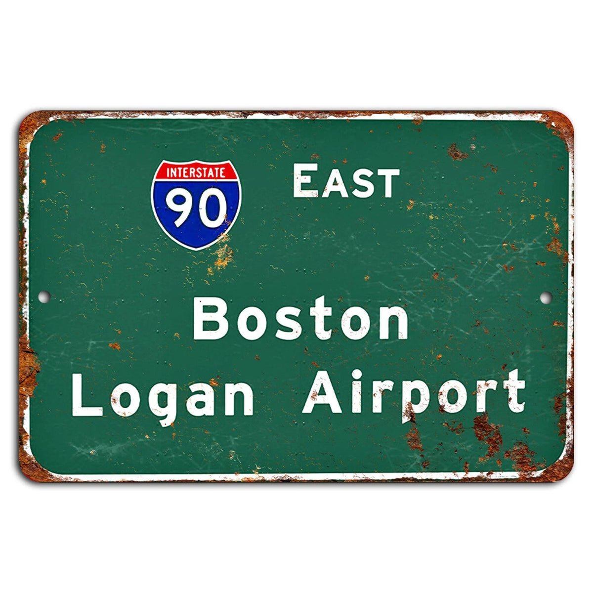 Rustic East Boston Logan Airport Vintage Aluminum Sign — product artwork