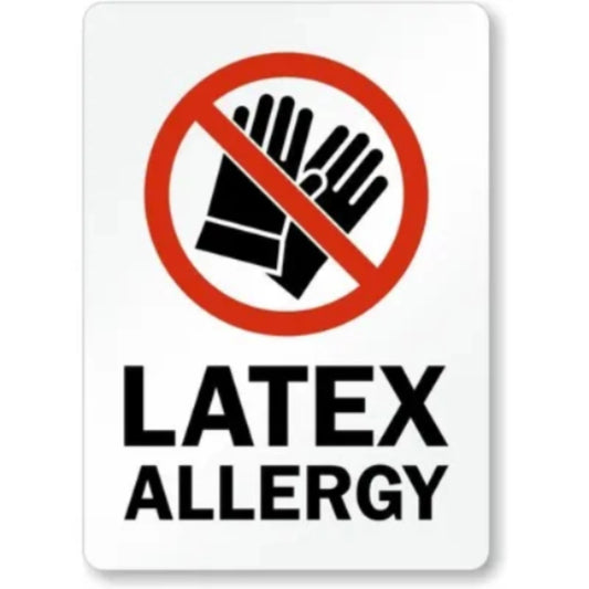 Latex Allergy No Gloves Aluminum Sign — product artwork