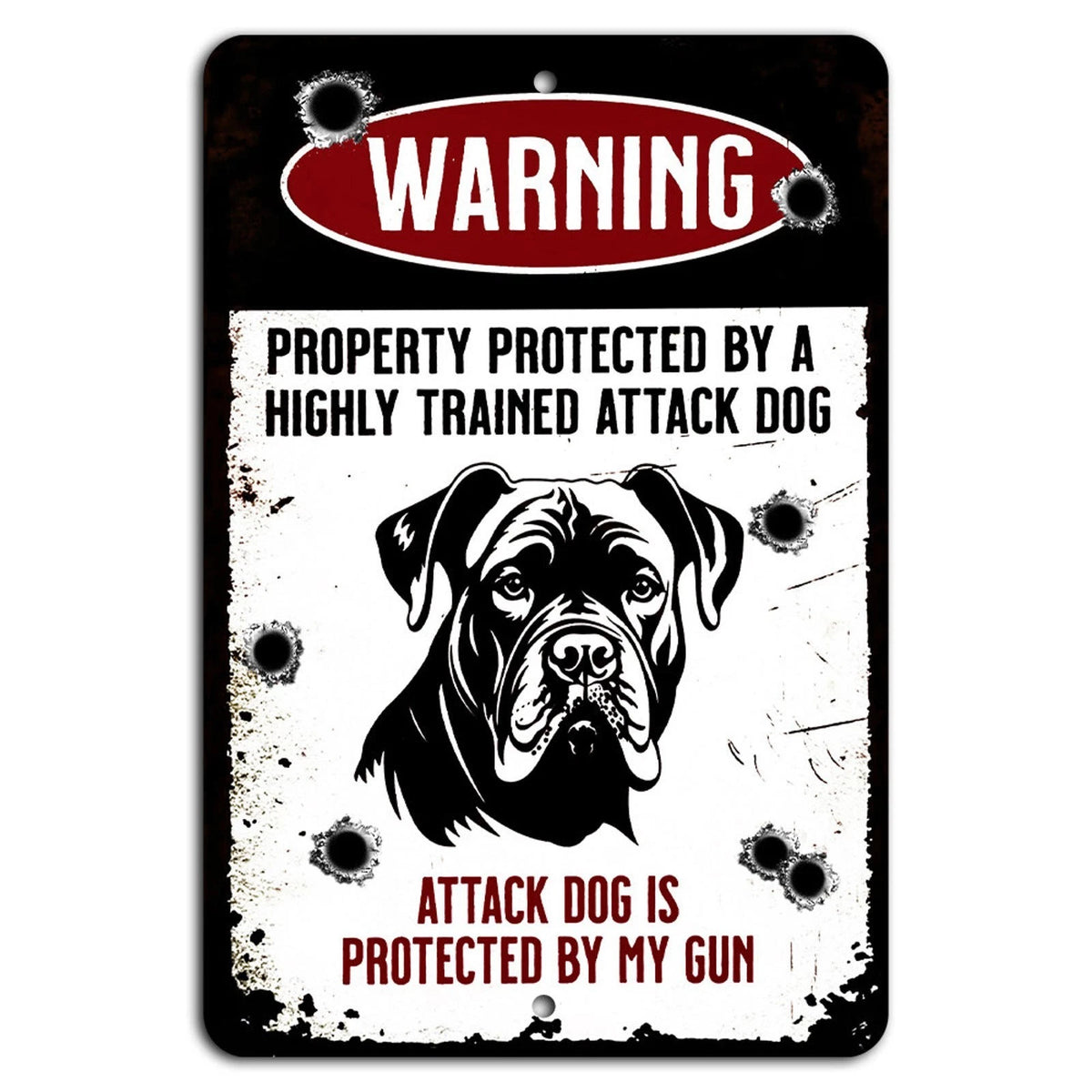 Attack Dog Rustic Warning Security Aluminum Sign — product artwork