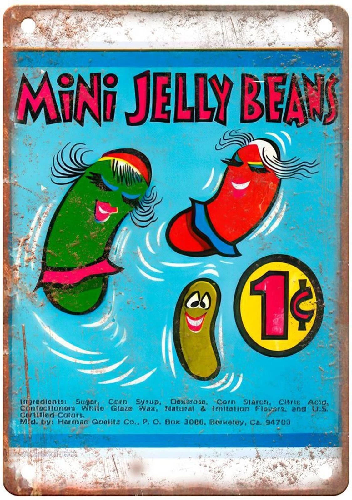 Mini Jelly Beans Candy Vintage Aluminum Sign — product artwork