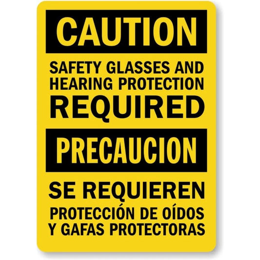 Safety Glasses Bilingual Aluminum Sign — product artwork
