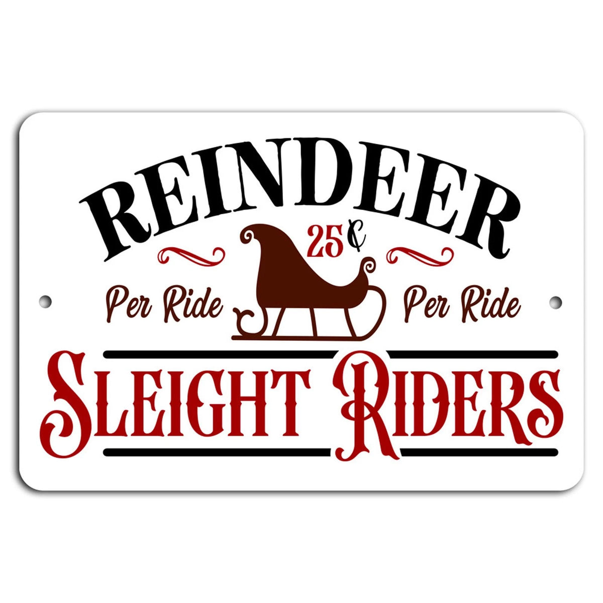 Reindeer Sleigh Rustic Holiday Aluminum Sign — product artwork